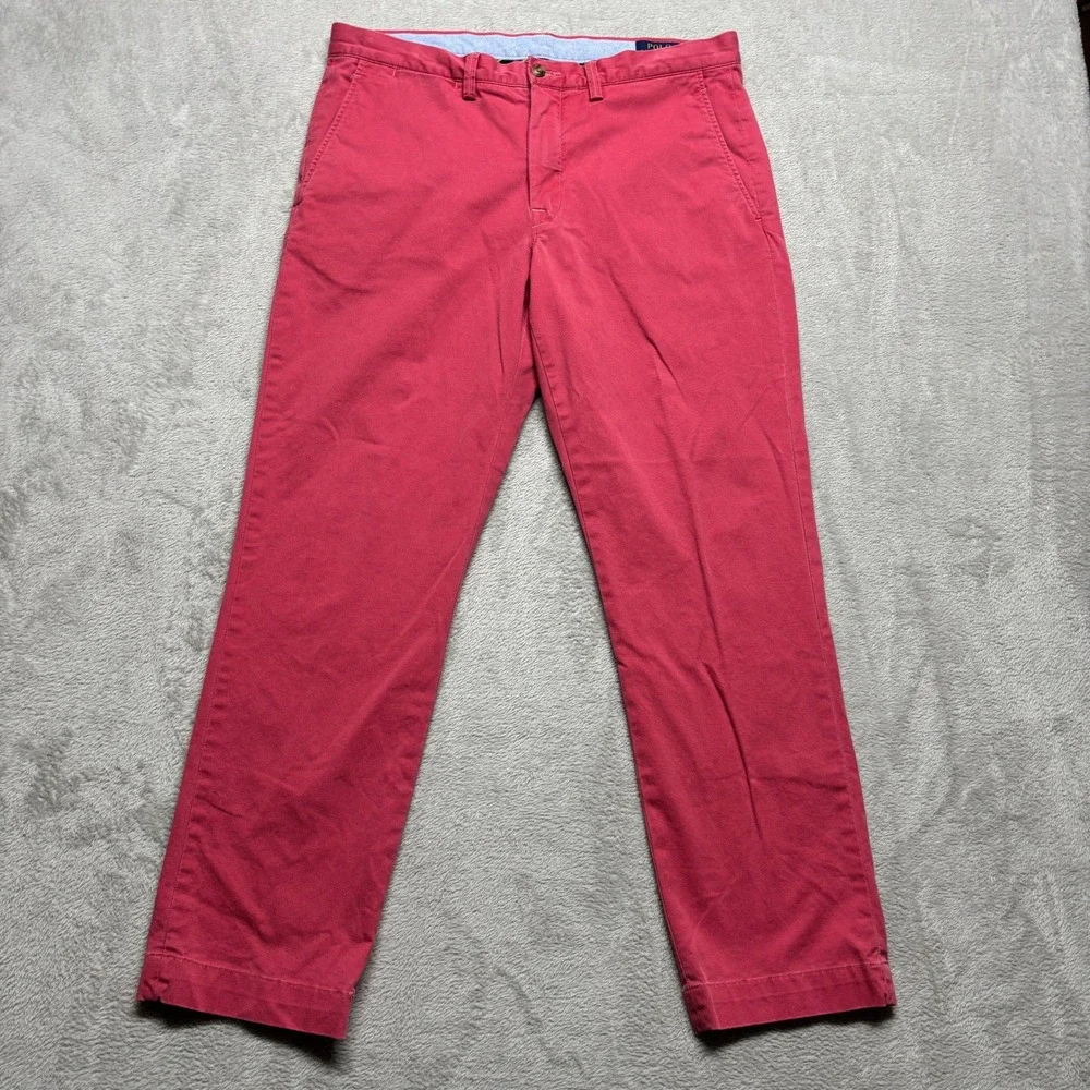 Polo Ralph Lauren Chinos Men 34x30 (Fits 36x30) Stretch Straight Fit Salmon Pink